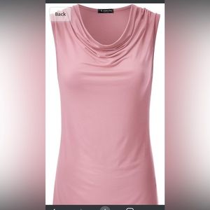 Casual Cowl Neck Ruched Draped Lightweight Sleeveless Stretchy Blouse Tank